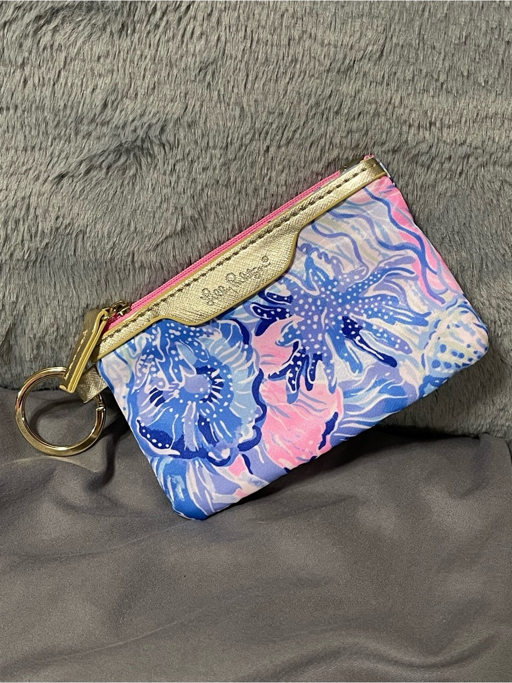 Lilly Pulitzer Floral Keychain Coin Purse ID Pouch